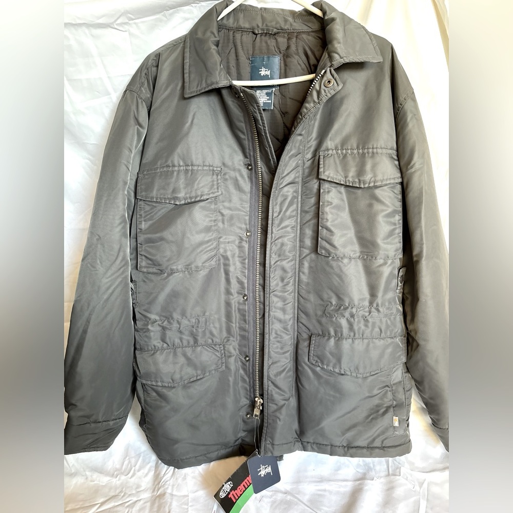 NWT VINTAGE STUSSY GREY MENS JACKET SIZE (LARGE)
